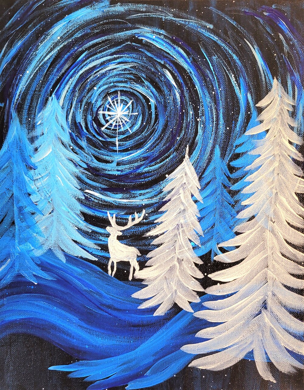 Christmas Paint Kit - Reindeer Majesty Acrylic Painting Kit & Video Lesson, Art Gift Set, DIY Christmas Craft, Beginner Painting, Paint Party